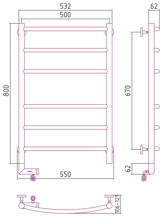 Сунержа Электрический полотенцесушитель 1000x300, Галант 2.0, 020-5200-8050 цвет: шампань