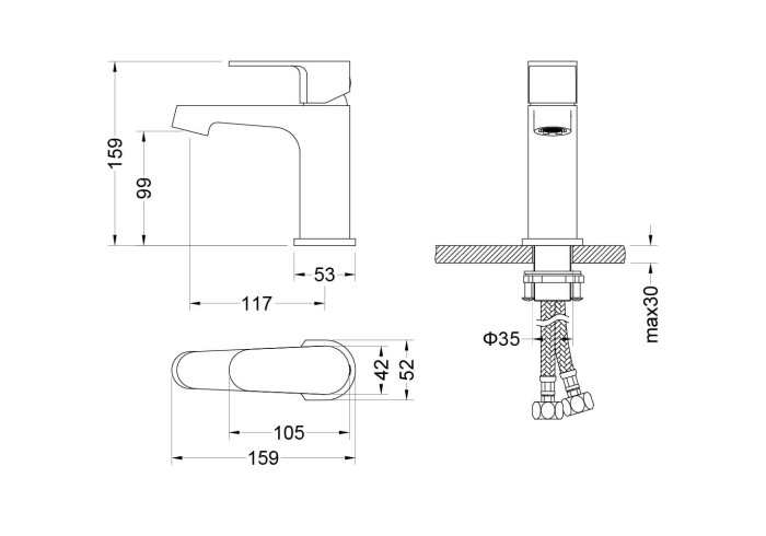 Смеситель для раковины, без донного клапана, Aquatek Оберон, хром арт. AQ1210CR