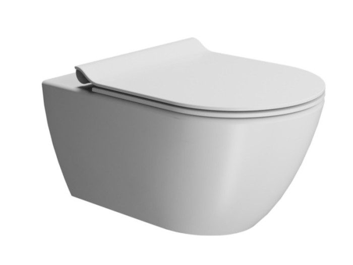 Подвесной унитаз 36х55 см, система слива swirlflush®, белый матовый, без крепежа в комплекте, безободковый, без сиденья, GSI Color-elements арт. 881509