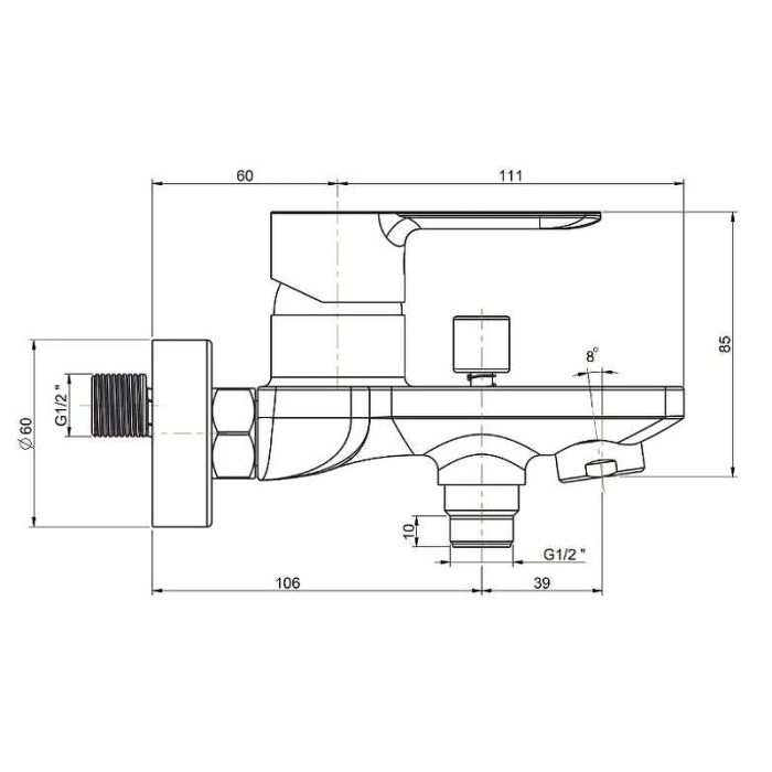 Смеситель для ванны, Sonata Kerama Marazzi, черный - P4YO111B4KM