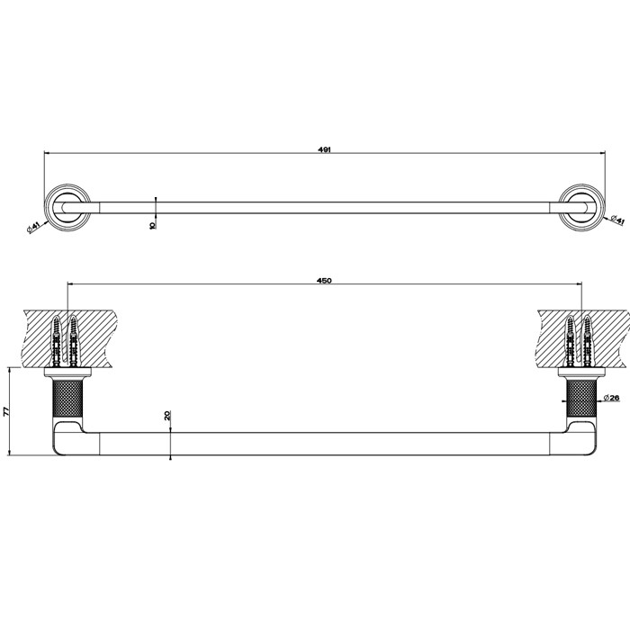 Полотенцедержатель, 45 см, подвесной, Gessi Inciso, finox арт. 58500#149