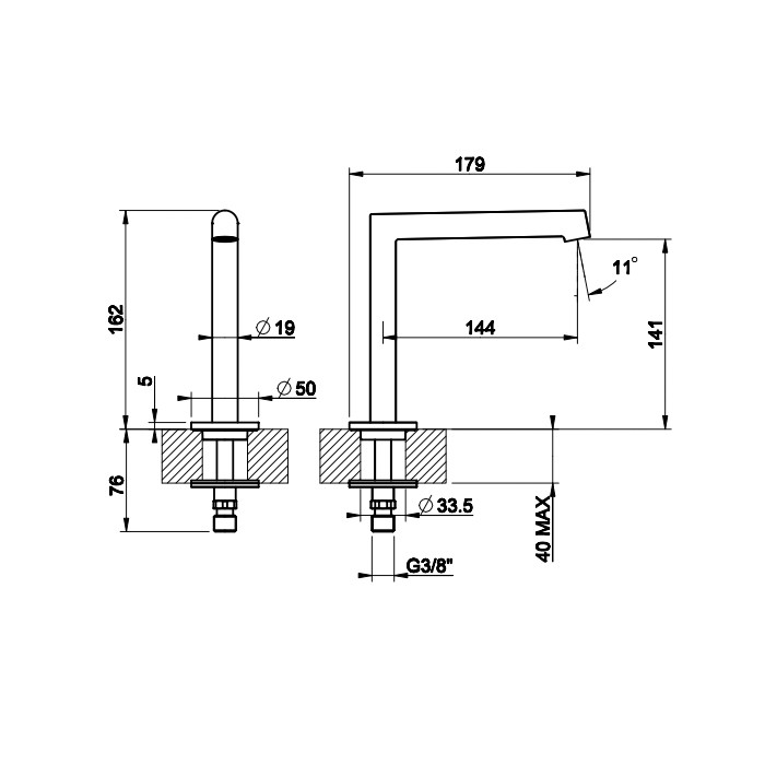 Отдельно стоящий излив, средний, Gessi Ingranaggio, хром арт. 63321#031