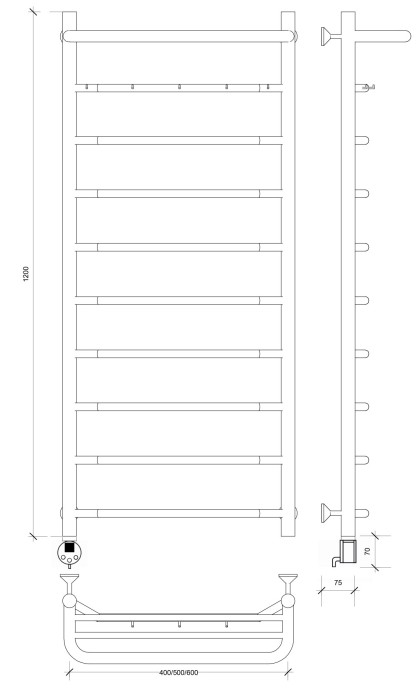 Полотенцесушитель электрический 120x60 Агата 1 КСП Secado арт. 4673739231463