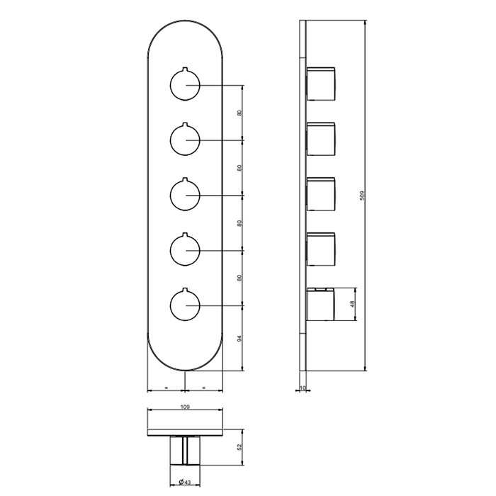Смеситель для душа, встаиваемый, термостатический, Gessi Tondo, хром арт. 43068#031