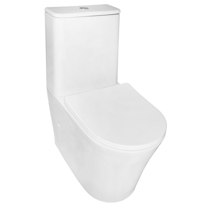 Унитаз-компакт 385х630х820 напольный, безободковый, быстросъемное сиденье микролифт, Azario ANTEO ROUND арт. AZ-1219A