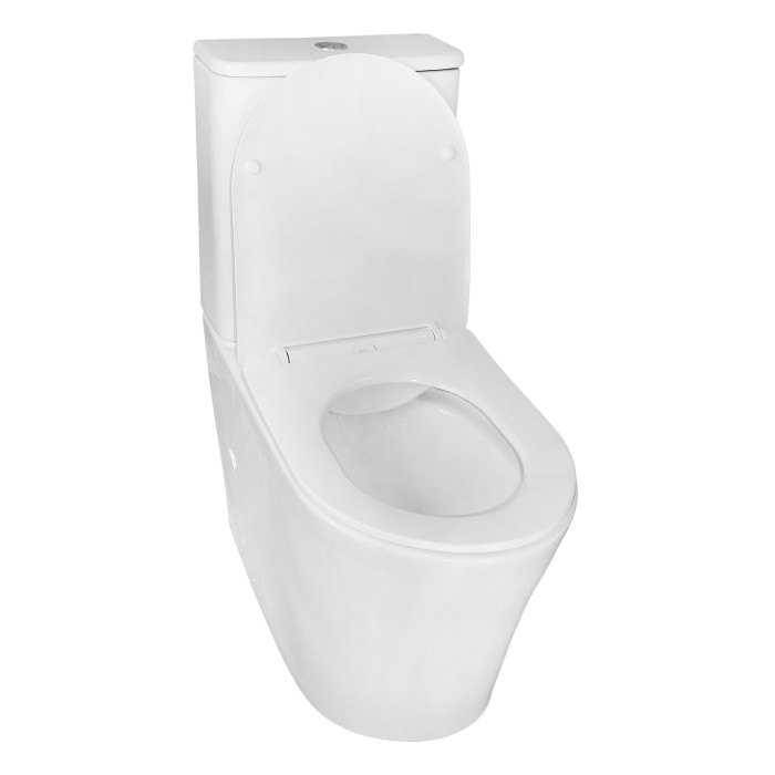 Унитаз-компакт 385х630х820 напольный, безободковый, быстросъемное сиденье микролифт, Azario ANTEO ROUND арт. AZ-1219A