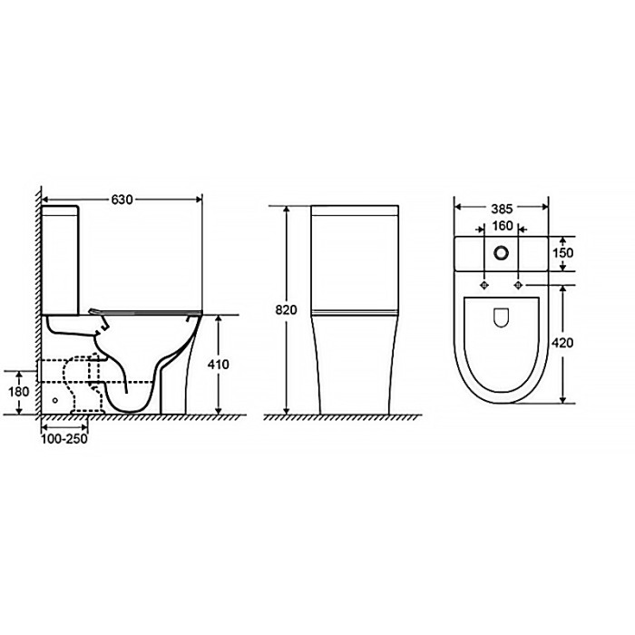 Унитаз-компакт 385х630х820 напольный, безободковый, быстросъемное сиденье микролифт, Azario ANTEO ROUND арт. AZ-1219A