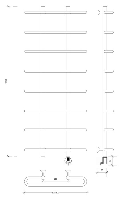 Полотенцесушитель электрический 120x20x60 Венеция 1 Secado арт. 4673739233580