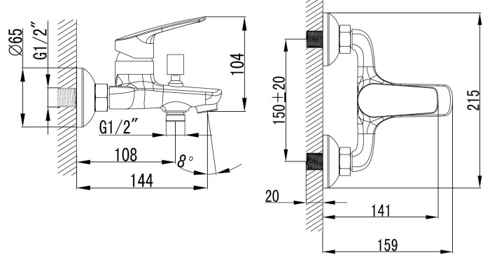 Смеситель для ванны с ручным душем, керамический картридж, хром, Azario EVORA арт. AZ-WKE238043C