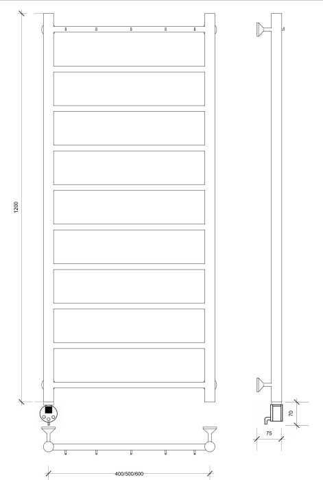 Полотенцесушитель электрический 120x50 Триада 1 К Secado арт. 4673739242216