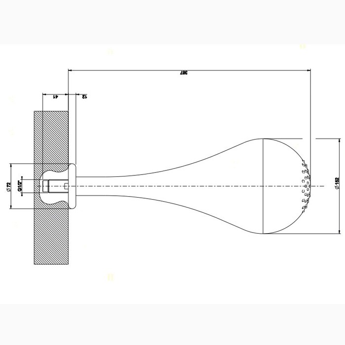 Верхний душ для потолочного крепления каплевидной формы, h=387мм, Gessi Goccia, черный арт. 33751#299