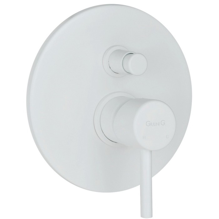 Встраиваемый смеситель для душа, однорычажный, с кнопкой-переключателем, на 2 режима, Giulini Futuro, белый матовый арт. 6563BO