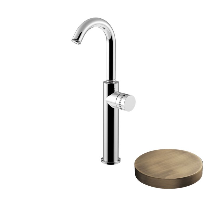 Высокий однорычажный смеситель для раковины, донный клапан, Giulini My ring deluxe, бронза матовая арт. MR0085HADLBROP