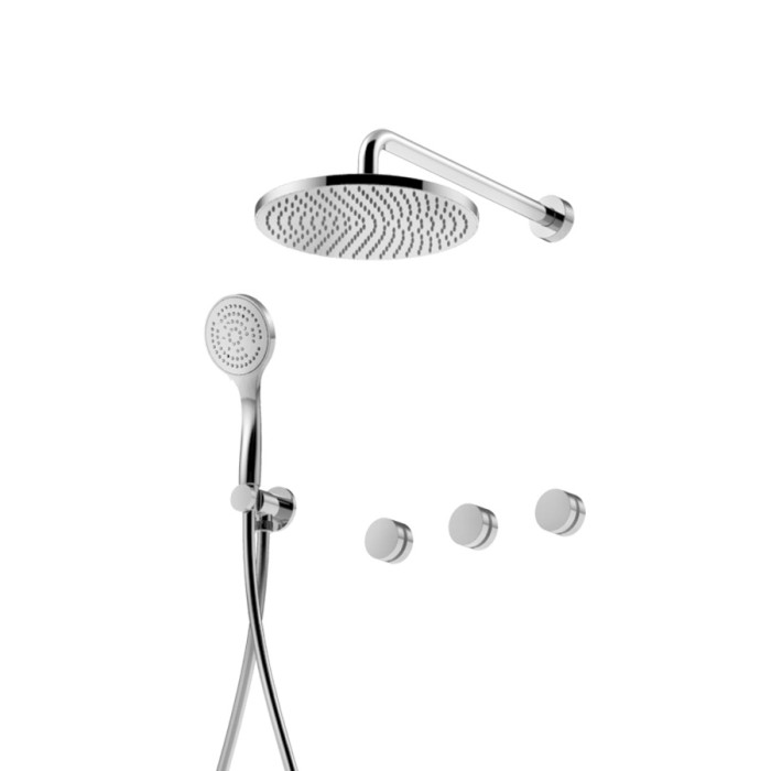 Внешняя часть для встраиваемого смесителя для душа с дивертером на 2 выхода, верхний душ из латуни, Giulini My ring deluxe, хром арт. MR0115W2KBDLEP