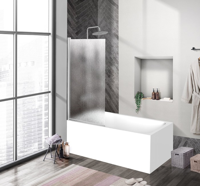 Душевая шторка на ванну 90x150 BelBagno, глянцевый хром, Uno арт. UNO-V-1-90/150-CH-CR