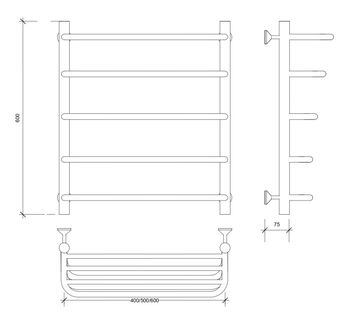 Полотенцесушитель водяной 60x40 Мерида 2 СП (хром) Secado арт. 4603777445584