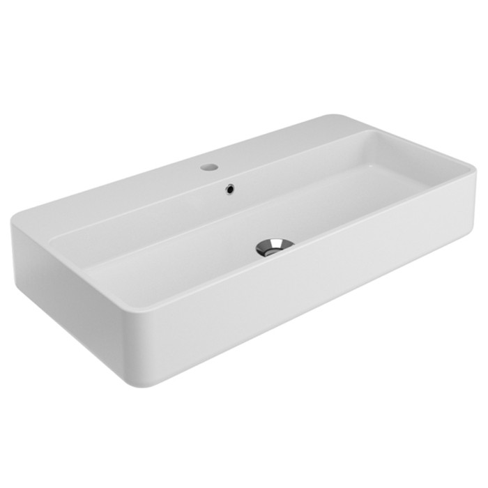 Раковина подвесная с отверстием под смеситель, 80х41х14 см, Olympia ceramica Tratto, белый глянцевый арт. TRA4180101