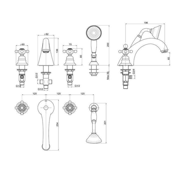 Fima Carlo Frattini Смеситель на борт ванны, Elizabeth, F5094CR цвет: хром