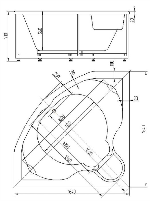 Ванна с фронтальным экраном (вклеенный каркас) Aquatek Сириус арт. SIR164-0000002