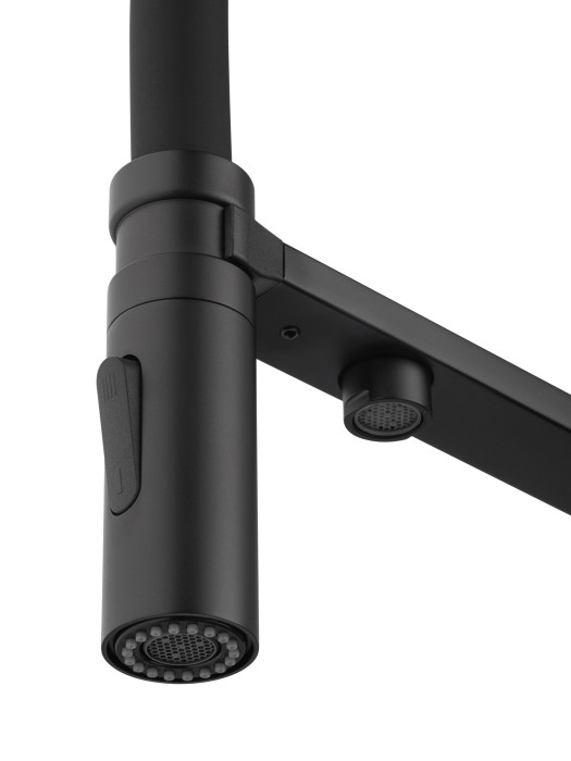 Смеситель для кухни с гибким изливом и подключением фильтра, Wonzon & Woghand, WW-88458009-MB цвет: черный