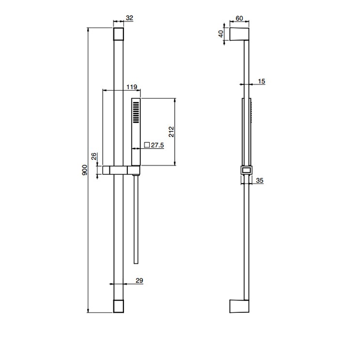 Fima Carlo Frattini Душевая штанга с ручным душем и шлангом 1500 мм., Wellness, F2443CR цвет: хром