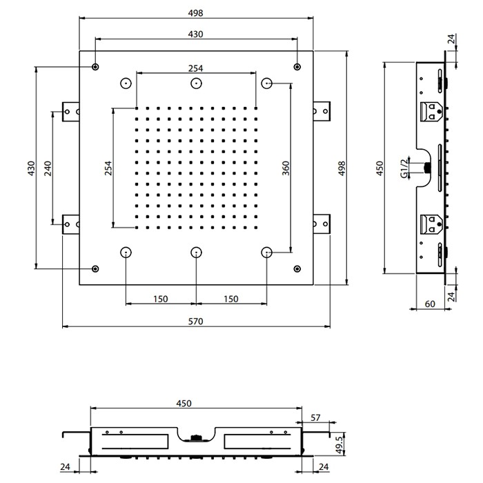 Fima Carlo Frattini Верхний душ 50х50см., потолочный, Soffioni, F2901NS цвет: чёрный