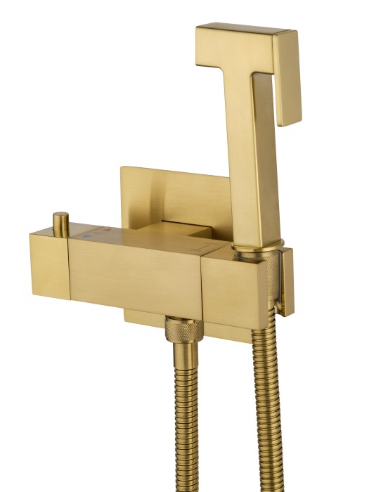 Смеситель с гигиеническим душем и термостатом встраиваемый, Wonzon & Woghand, WW-88819903-BG цвет: золото