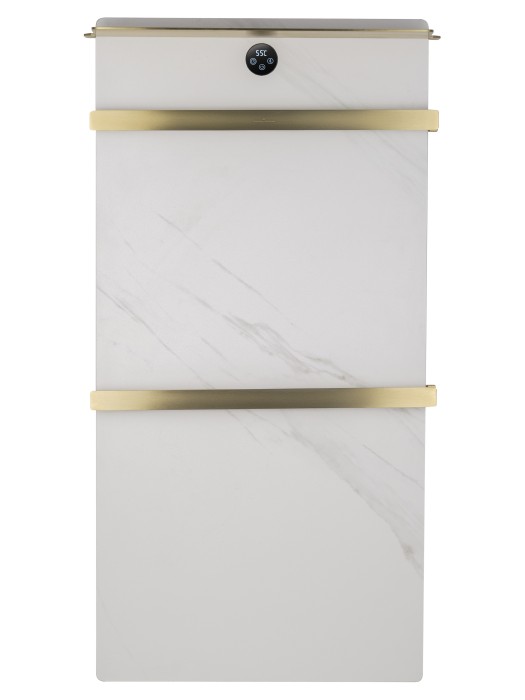 Полотенцесушитель электрический с каменной плитой Белый мрамор, Wonzon & Woghand Stuttgart, WW-A504W-BG цвет: золото