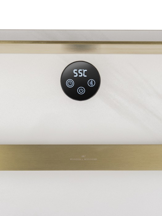 Полотенцесушитель электрический с каменной плитой Белый мрамор, Wonzon & Woghand Stuttgart, WW-A504W-BG цвет: золото