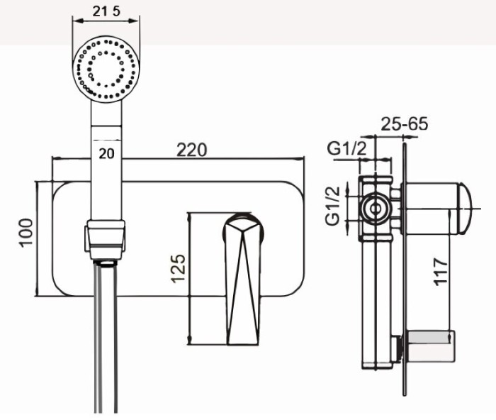 Гигиенический душ со смесителем, хром, Venturo Boheme 377-B