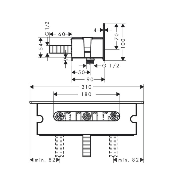 Шланговое подключение 300 с полкой и держателем для душа FixFit Hansgrohe, хром арт. 26456000