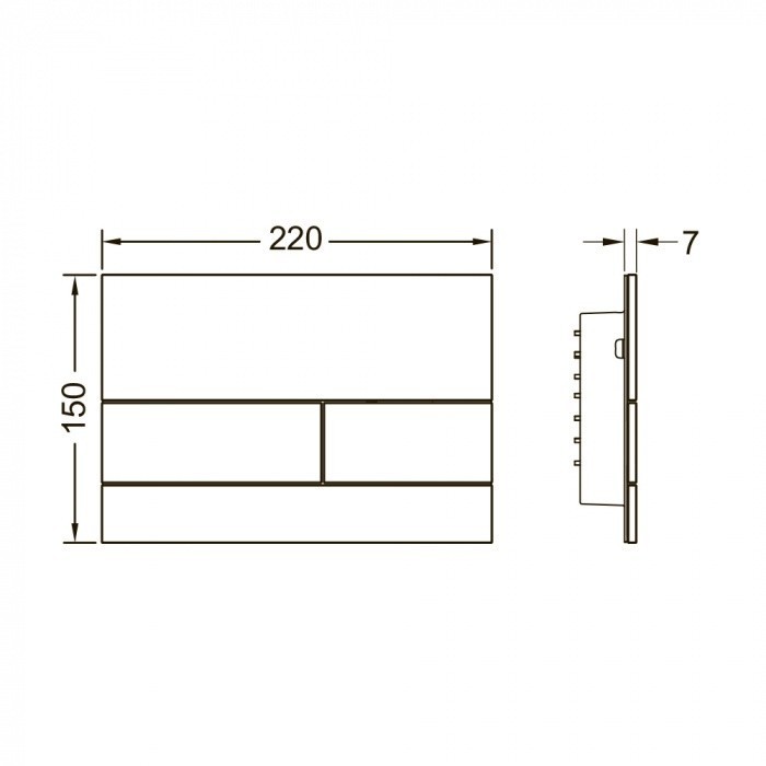 Панель смыва с двумя клавишами металлическая, стекло серое сатинированное, square ii TECE арт. 9240826