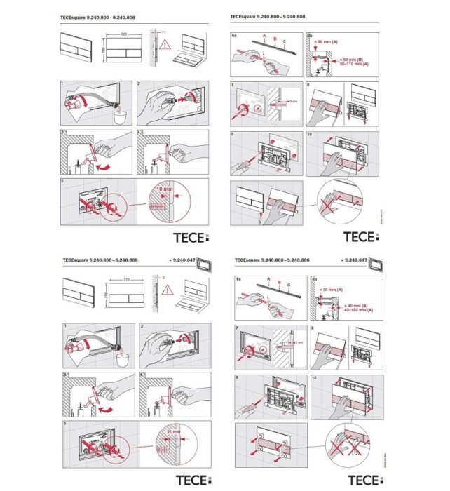 Панель смыва с двумя клавишами металлическая, стекло серое сатинированное, square ii TECE арт. 9240826