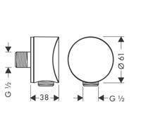Шланговое подключение без клапана обратного тока FixFit Hansgrohe, хром арт. 27453000