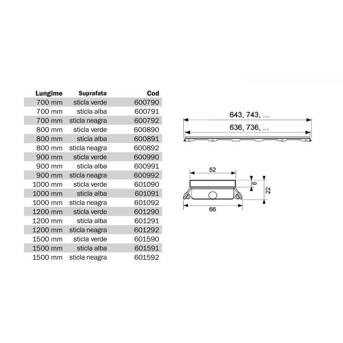 Стеклянная панель: 1000 мм, цвет: белый, drainline TECE арт. 601091