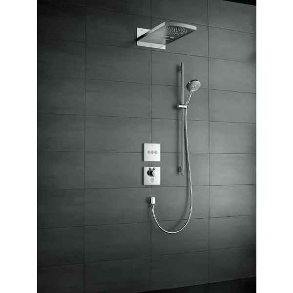 Термостат для душа HighFlow скрытого монтажа с отдельным выводом ручного душа, Hansgrohe ShowerSelect Glass, белый/хром арт. 15735400