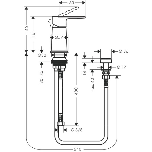 Смеситель для биде с вертикальной струей, Hansgrohe Vernis Blend, хром арт. 71214000