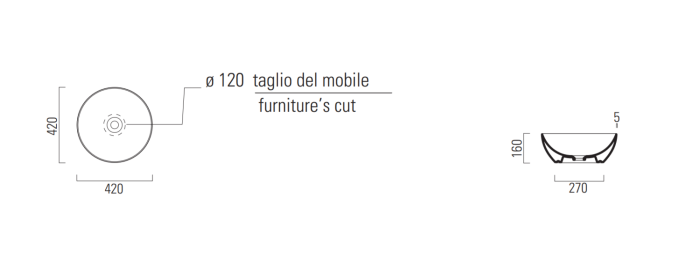 Раковина накладная 42х42х16 см, санфарфор, Pura GSI арт. 885111