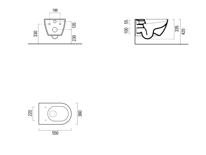 Подвесной унитаз 36х55 см, система слива swirlflush®, цвет - ghiaccio, без крепежа в комплекте, безободковый, без сиденья, GSI Color-elements арт. 881515