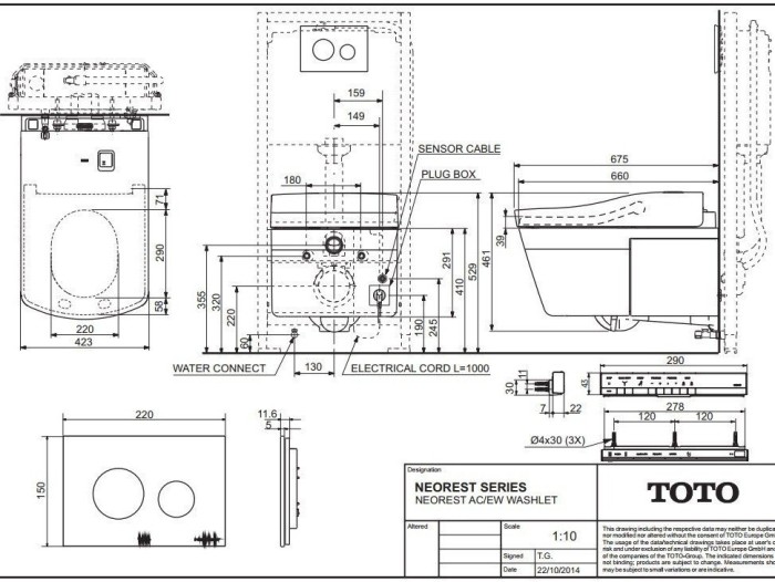 Подвесной унитаз с биде, Neorest TOTO, CW994P+TCF994WG-NW1 цвет: белый