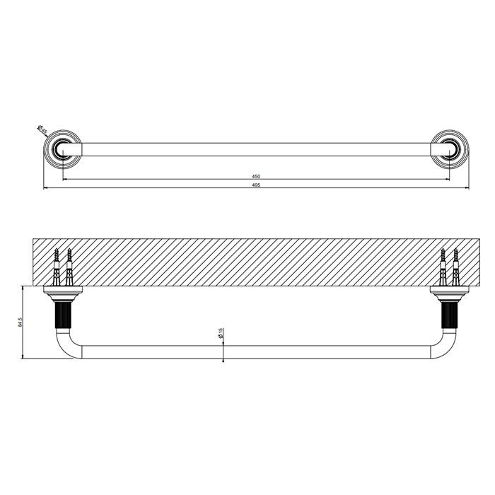 Полотенцедержатель 45см., Gessi Venti20, черный матовый арт. 65500#299