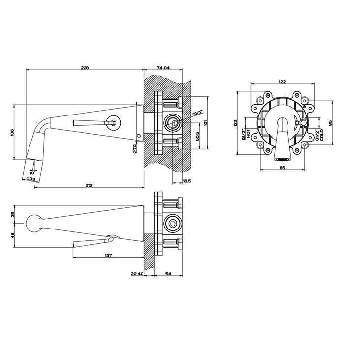 Смеситель с изливом, без донного клапана, Gessi Cono, хром арт. 45088#031