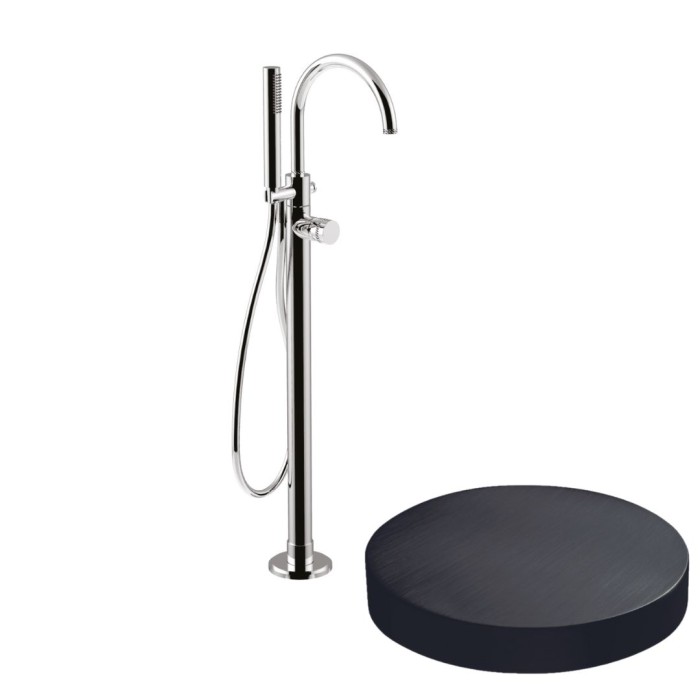 Напольный смеситель для ванны отдельностоящий, излив, ручной душ, Giulini My ring deluxe, ганметал арт. MR0092DLCRNS