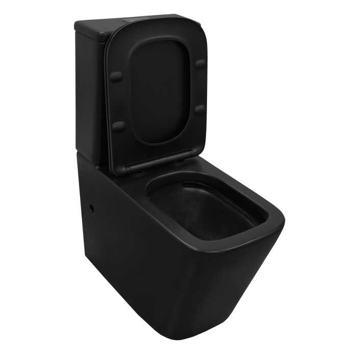 Унитаз-компакт 370х640х810 безободковый, с быстросъемным сиденьем микролифт, черный матовый, Azario Black King арт. AZ-8303D