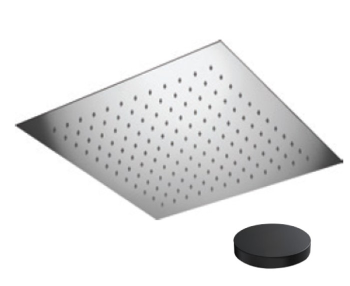 Верхний душ, встраиваемый, 440x440 из нержавеющей стали, система пружинного крепления, Giulini Wellness, черный матовый арт. 1727NO