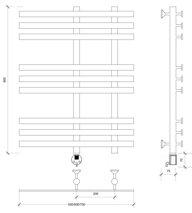 Полотенцесушитель электрический 80x20x50 Понтида 3 Secado арт. 4673739240229