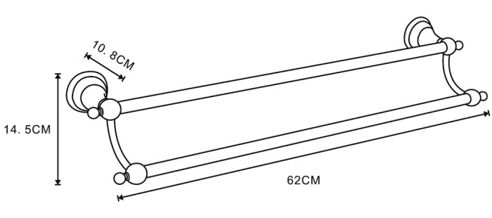 Полотенцедержатель трубчатый двойной, бронза, Azario Elvia - AZ-91102Q