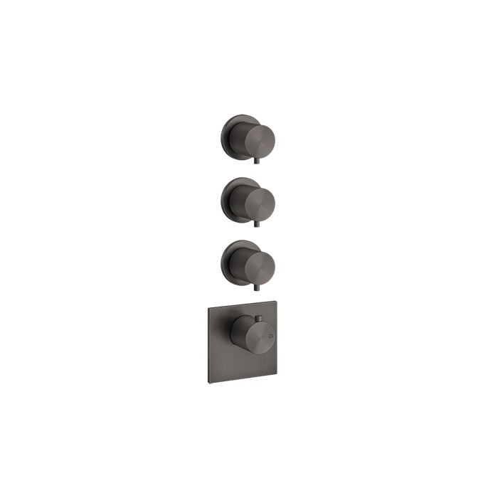 Встраиваемый термостатический смеситель на 3 источника, резьба 3/4", Gessi 316, brushed black metal pvd арт. 54506#707