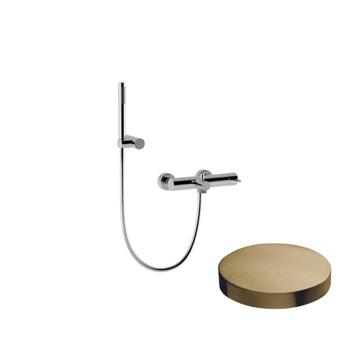 Однорычажный смеситель внешнего монтажа для ванны с душевым набором, Giulini My future, золото брашированное арт. 5901OSP