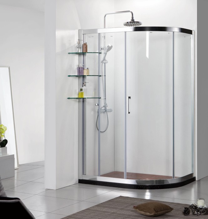 Душевое ограждение 900х1200х1900 R, без поддона, прозрачное стекло8 мм, цвет профиля серебро  Victoria, Azario арт. AZ-NNQ2131-1-R 900